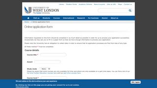 Online application form | University of West London