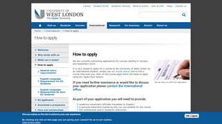 How to apply | International | University of West London