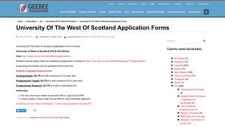 University Of The West Of Scotland Application Form