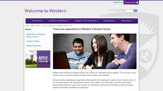 Track your application on Western's Student Center - Western University
