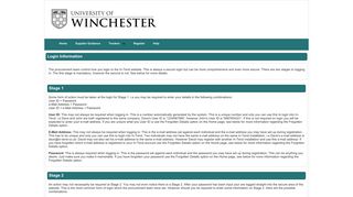 University of Winchester Electronic Tendering Site - Login Help