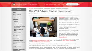 Use WebAdvisor (online registration) - The University of Winnipeg