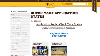Check Your Application Status | Admissions | University of Wyoming