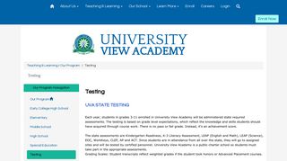 University View Academy - Testing