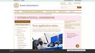 Your application status | Lund University