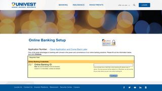 Online Application - Online Banking Setup - Univest