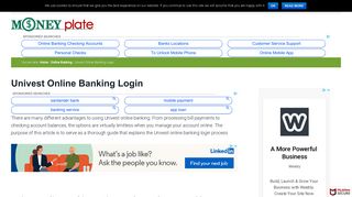 Univest Online Banking Login — Money Plate