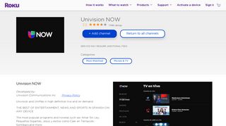 Univision NOW | Roku Channel Store | Roku