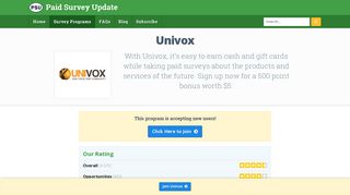 Univox Reviews & Ratings - Paid Survey Update