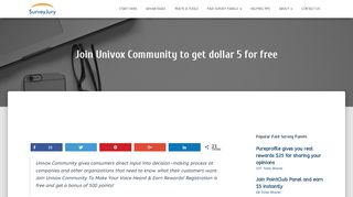 Join Univox Community to get dollar 5 for free - Survey Jury