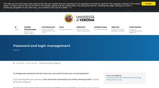 Servizi - Password and login management - univr.it