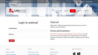 Logg inn på din webmail hos UniWeb - E-post direkte i nettleseren