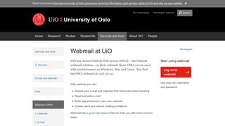 Webmail at UiO - University of Oslo
