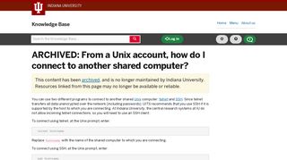 From a Unix account, how do I connect to another shared computer?