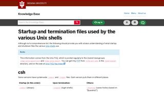 In Unix, what startup and termination files do the various shells use?