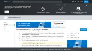 Unknown email on login page Facebook - Web Applications Stack Exchange
