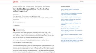 How to find the email ID on Facebook of an unknown person - Quora