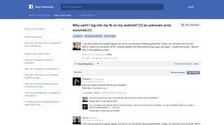 Why can't I log into my fb on my android? [1] an unknown error occurred