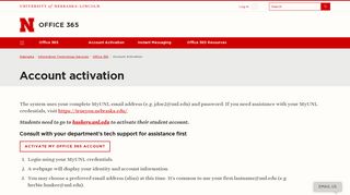 Account activation | Office 365 | Nebraska