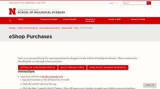 eShop Purchases | School of Biological Sciences | Nebraska