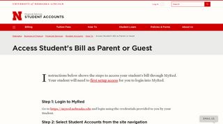 Access Student's Bill as Parent or Guest | Student Accounts | Nebraska