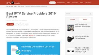 Best IPTV Service Providers Review (2019 Update) - IPTV Insider