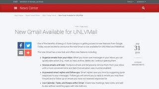 New Gmail Available for UNLVMail | News Center | University of ...