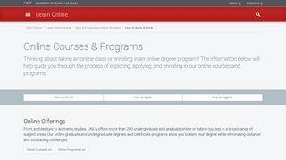 Online Courses & Programs | Learn Online | University of Nevada, Las ...