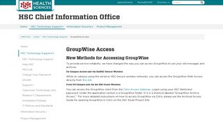 GroupWise Access :: HSC Chief Information Office | The University of ...