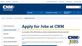 Apply for Jobs at CNM | CNM