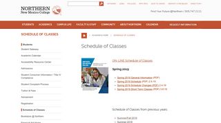 Schedule of Classes | Northern New Mexico College