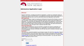 Admissions Application Login