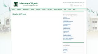 Student Portal | University Of Nigeria Nsukka - Unn