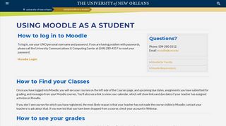 Using Moodle as a Student | The University of New Orleans