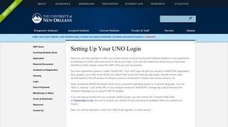 Login Info | University of New Orleans