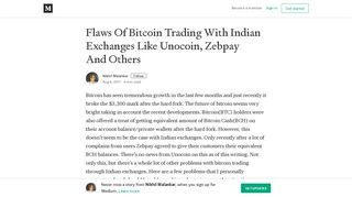 Flaws Of Bitcoin Trading With Indian Exchanges Like Unocoin, Zebpay ...