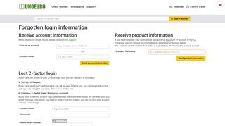 Forgotten login information - UnoEuro Webhosting