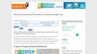 Boleto de renovacao Educa Mais Brasil 2019: veja como conseguir o ...