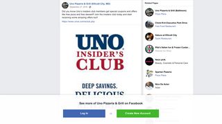Did you know Uno's insiders club members... - Uno Pizzeria & Grill ...