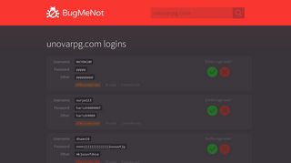 unovarpg.com passwords - BugMeNot