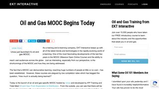 Oil and Gas MOOC Begins Today - EKT Interactive