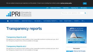 Transparency reports | PRI - Principles for Responsible Investment