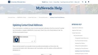 Updating Contact Email Addresses - University of Nevada, Reno