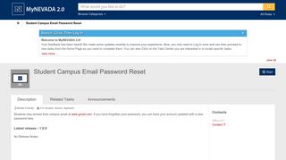 Student Campus Email Password Reset | MyNevada 2.0