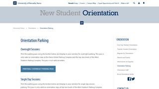 Orientation Parking - University of Nevada, Reno