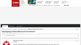 Help Signing In Online With Unreal Tournament 3 | IGN Boards - IGN ...