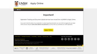 UNSW Application - App Tracking update - UNSW Apply Online