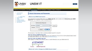 UNSW IT - Alumni Usernames and Passwords