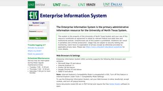 Sign In - Enterprise Information System - University of North Texas ...