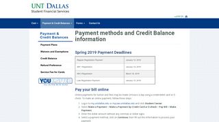 Payment Methods & Credit Balance Information | UNT Dallas